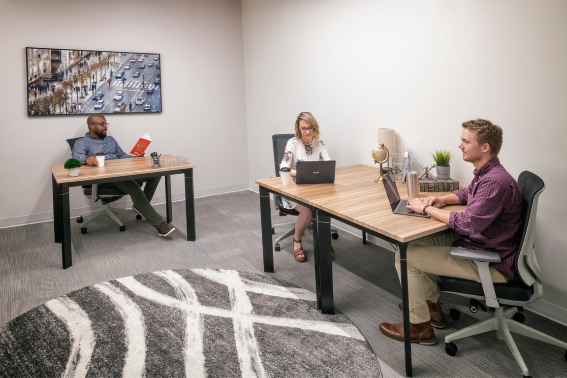 An interior shot of 2 Desk Private Day Office 2