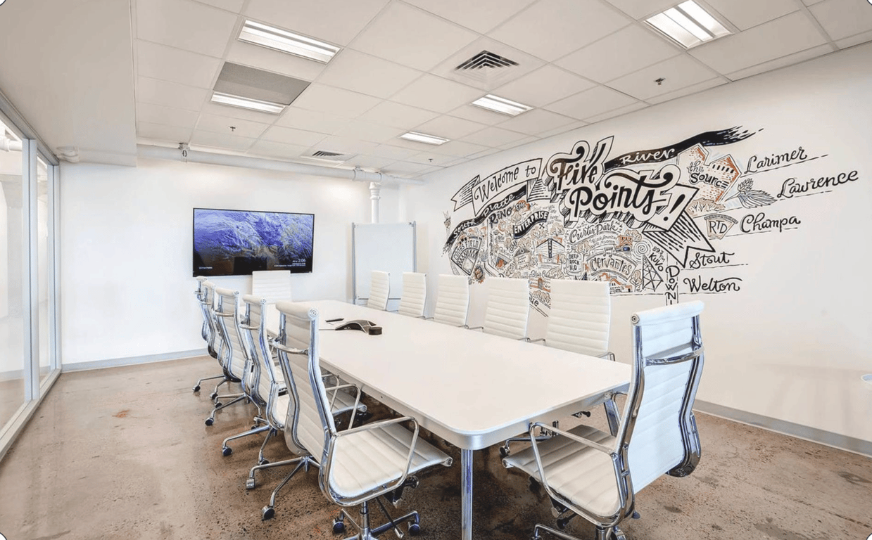 An interior shot of Five Points Meeting Room for 12 people