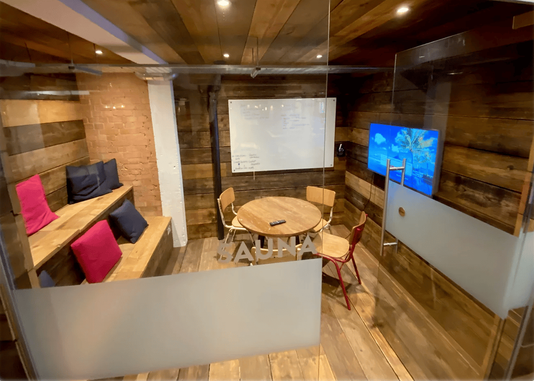 An interior shot of The Sauna Room