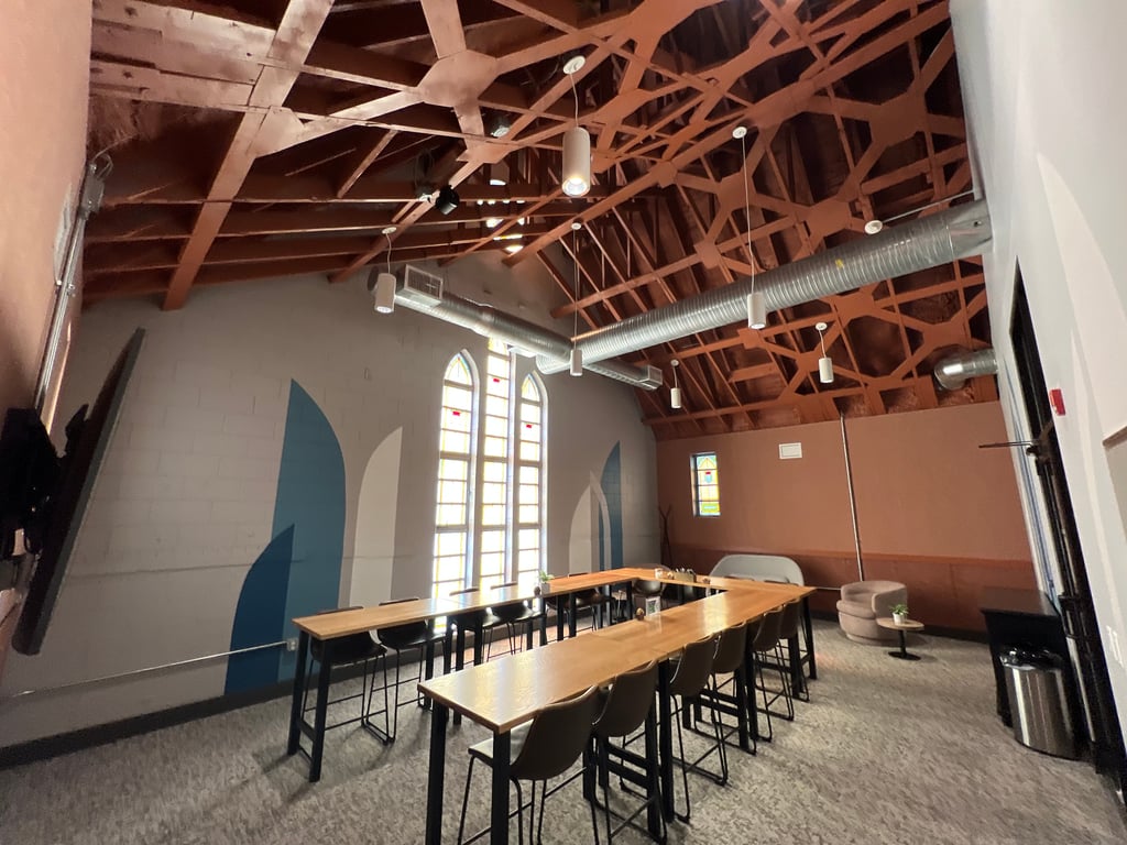 An interior shot of Stained Glass Room