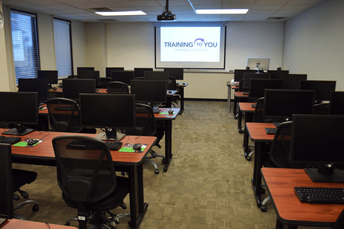 An interior shot of Monroe Room with Computers