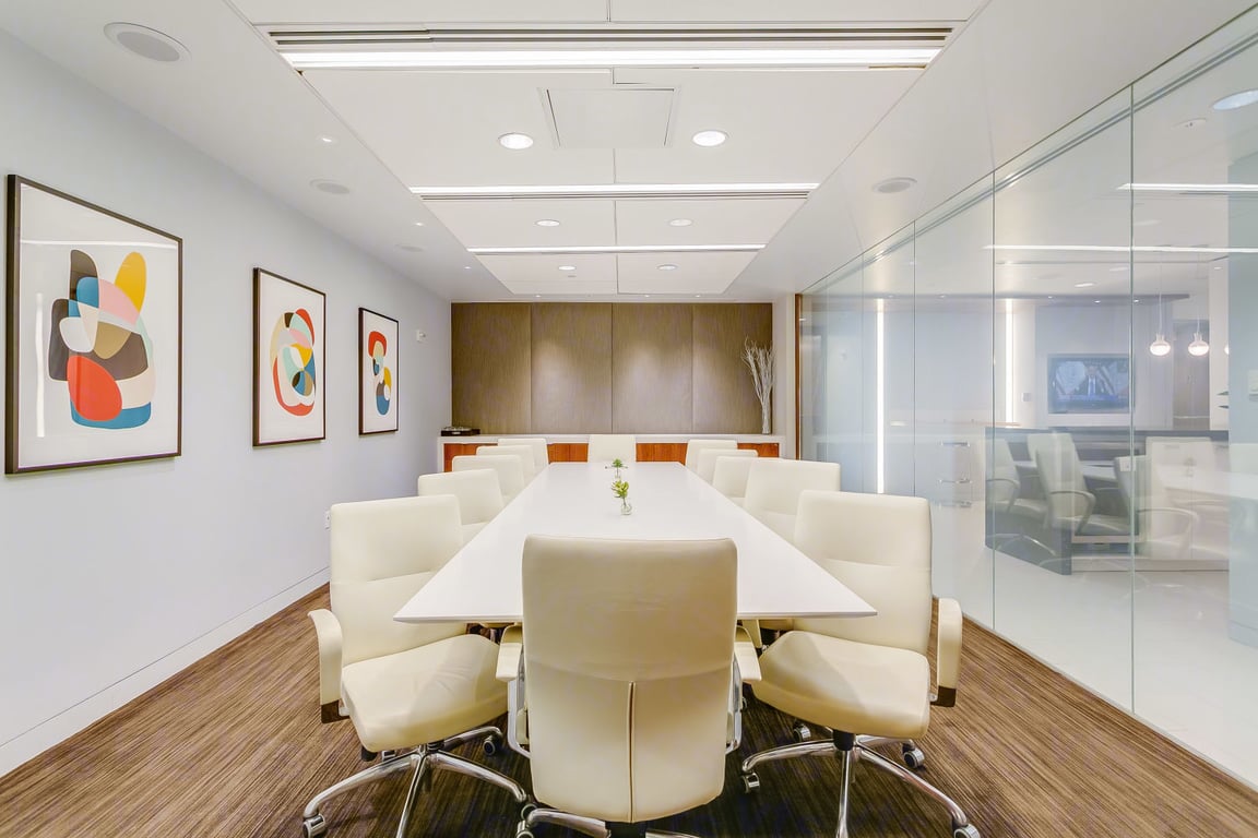 An interior shot of Harvard Board Room