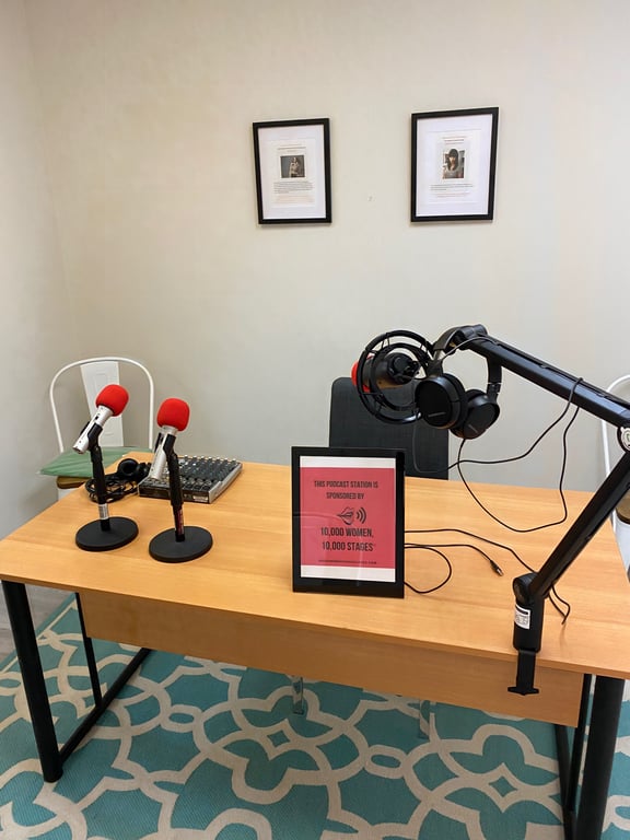 An interior shot of Podcast studio