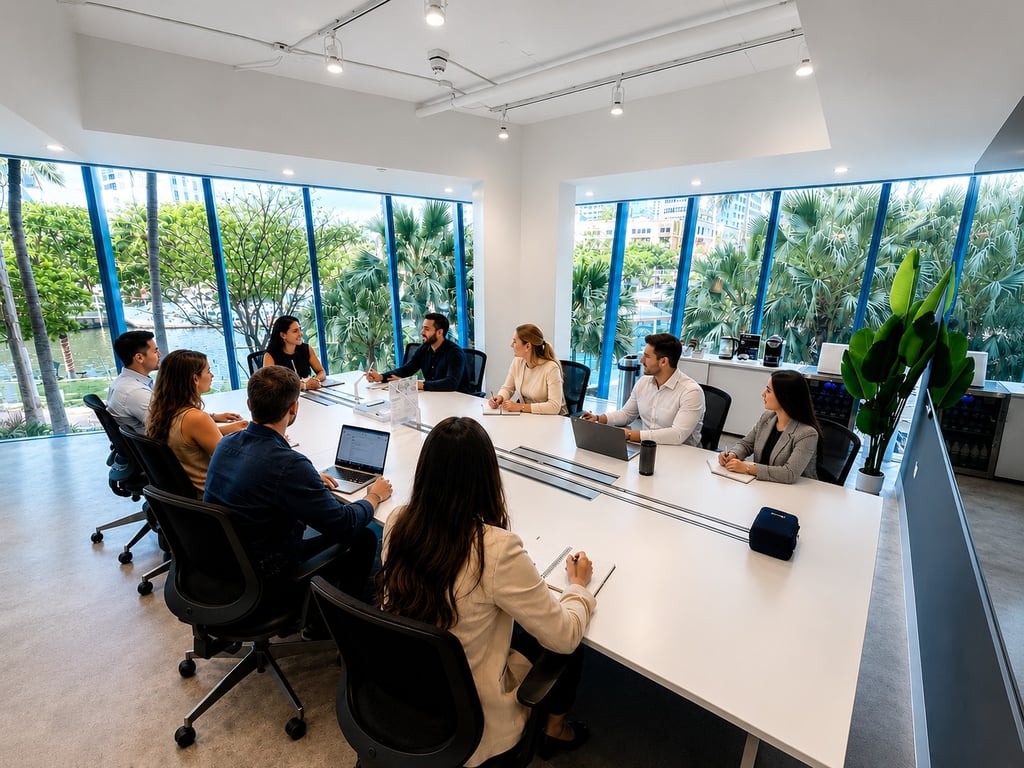 An interior shot of Ignite 12 person Meeting Room with a view