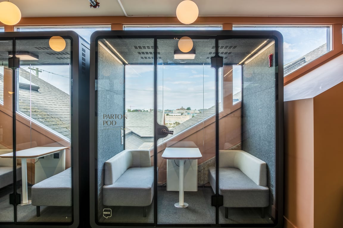 An interior shot of Dolly Pod / Parton Pod