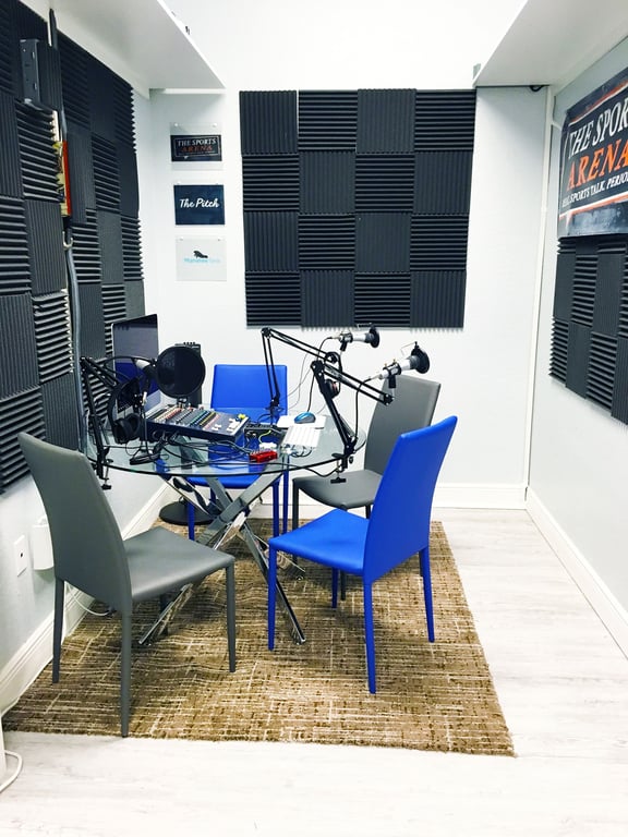 An interior shot of Podcast Studio