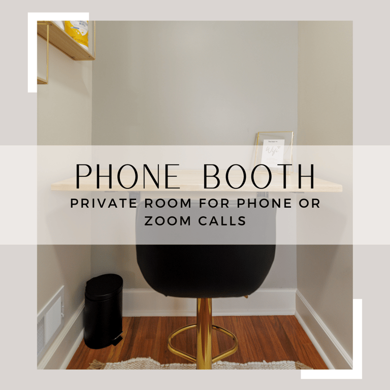 An interior shot of The Phone Booth