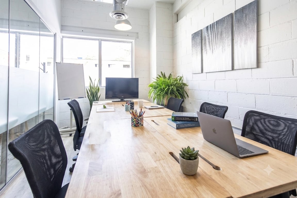 An interior shot of 6-Person Office With Window