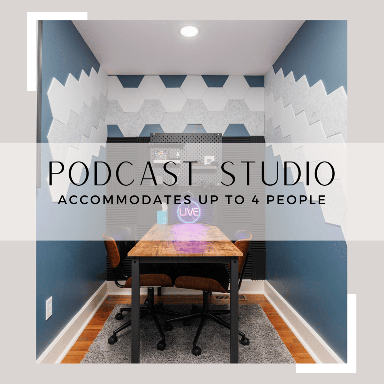 An interior shot of Podcast Studio