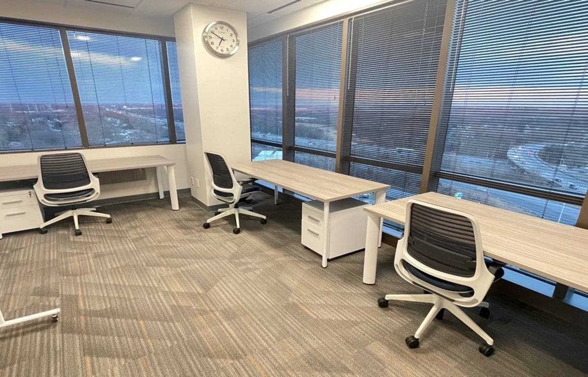 An interior shot of Team room with amazing window view