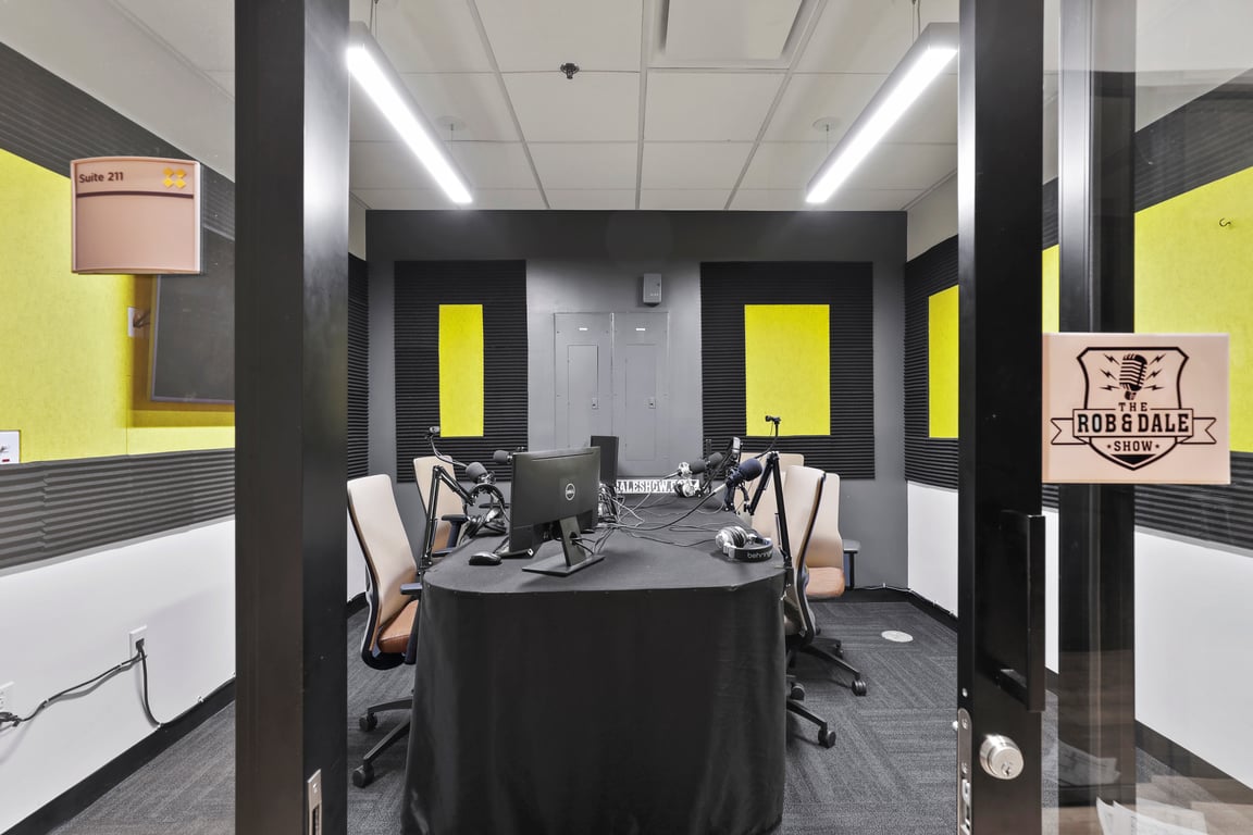 An interior shot of Podcast Studio