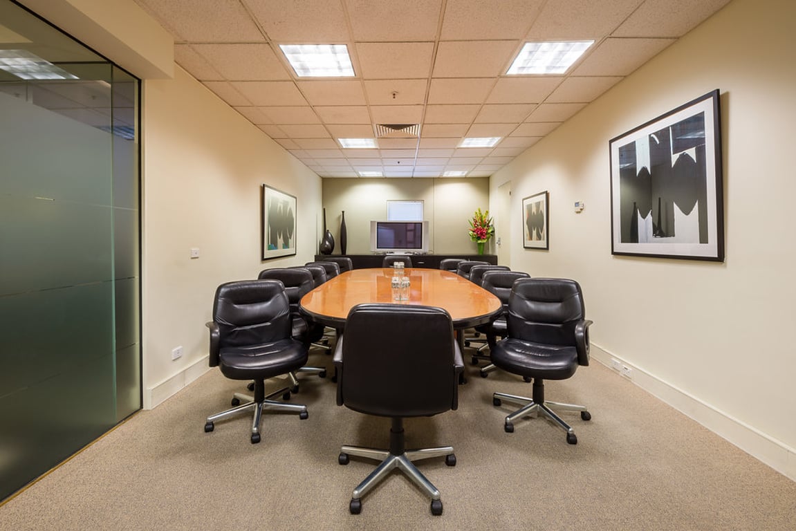 An interior shot of 12-Person Boardroom