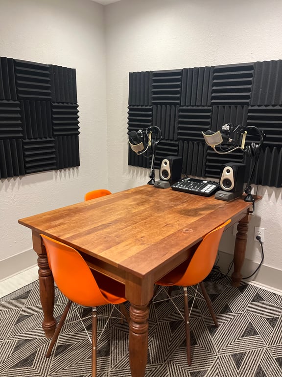 An interior shot of Podcast Studio