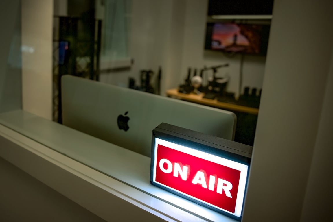 An interior shot of Podcast + Recording Studio