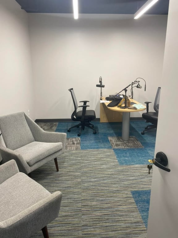 An interior shot of Podcast Suite