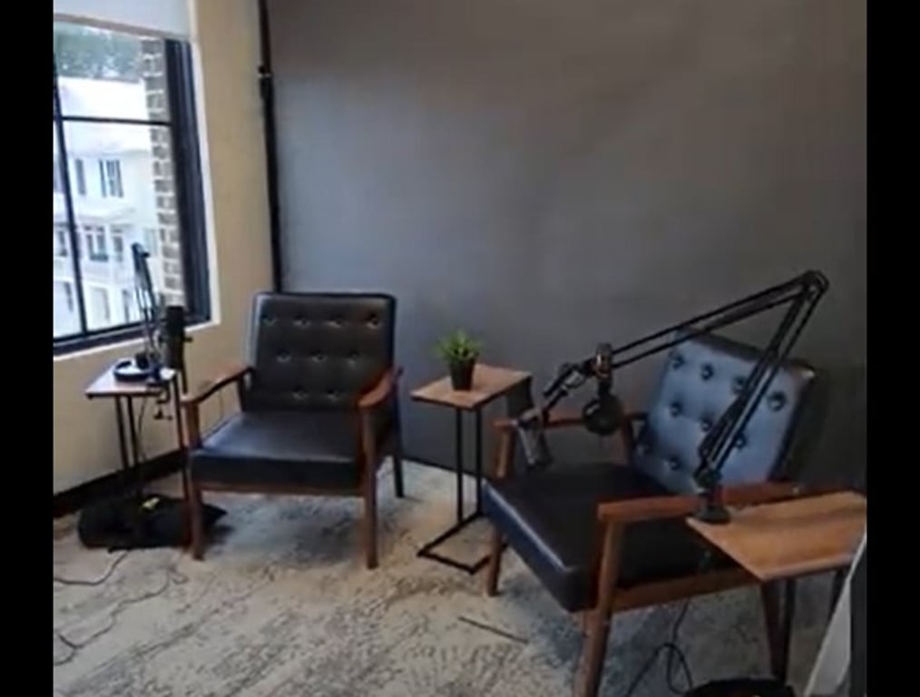 An interior shot of Woodstock's Podcast Studio