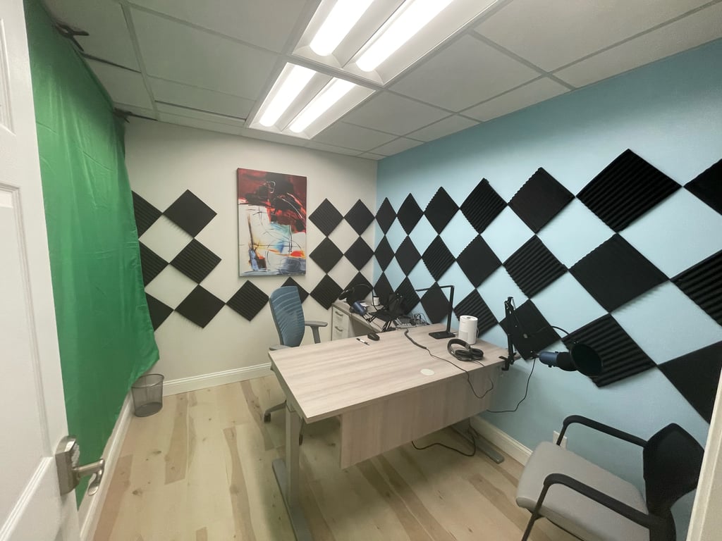 An interior shot of Podcast Zoom Room