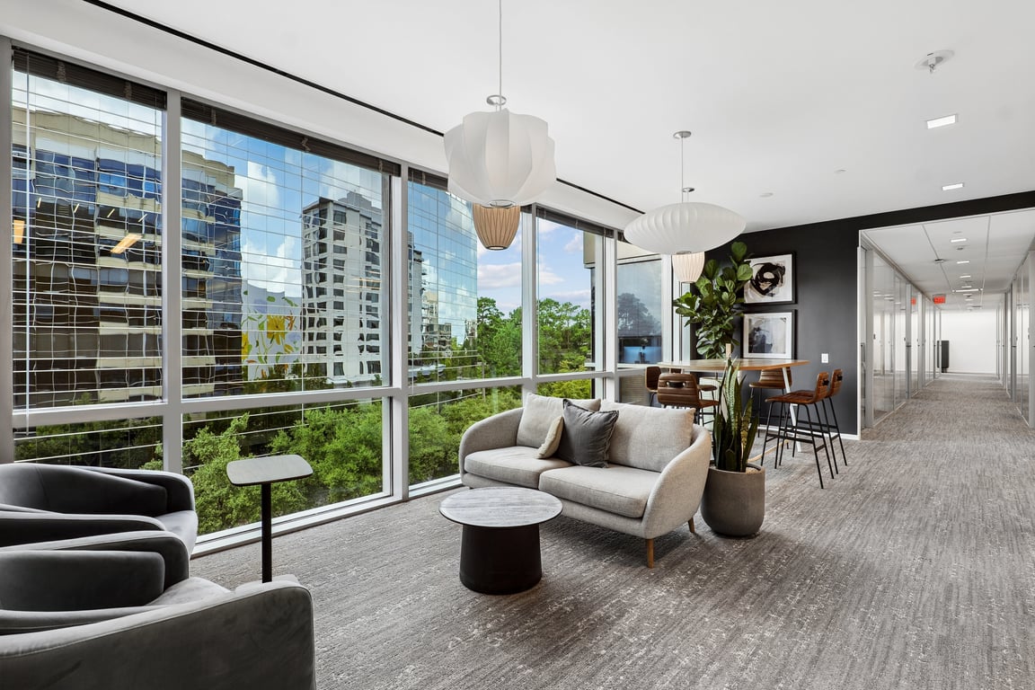 An interior shot of Industrious - Indy by Industrious Woodlands Waterway