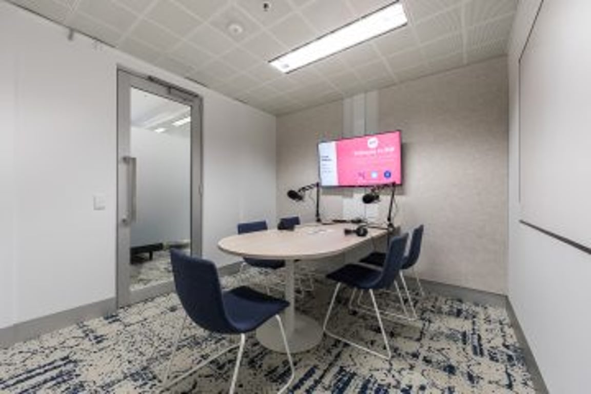 An interior shot of Podcast Studio Meeting Room