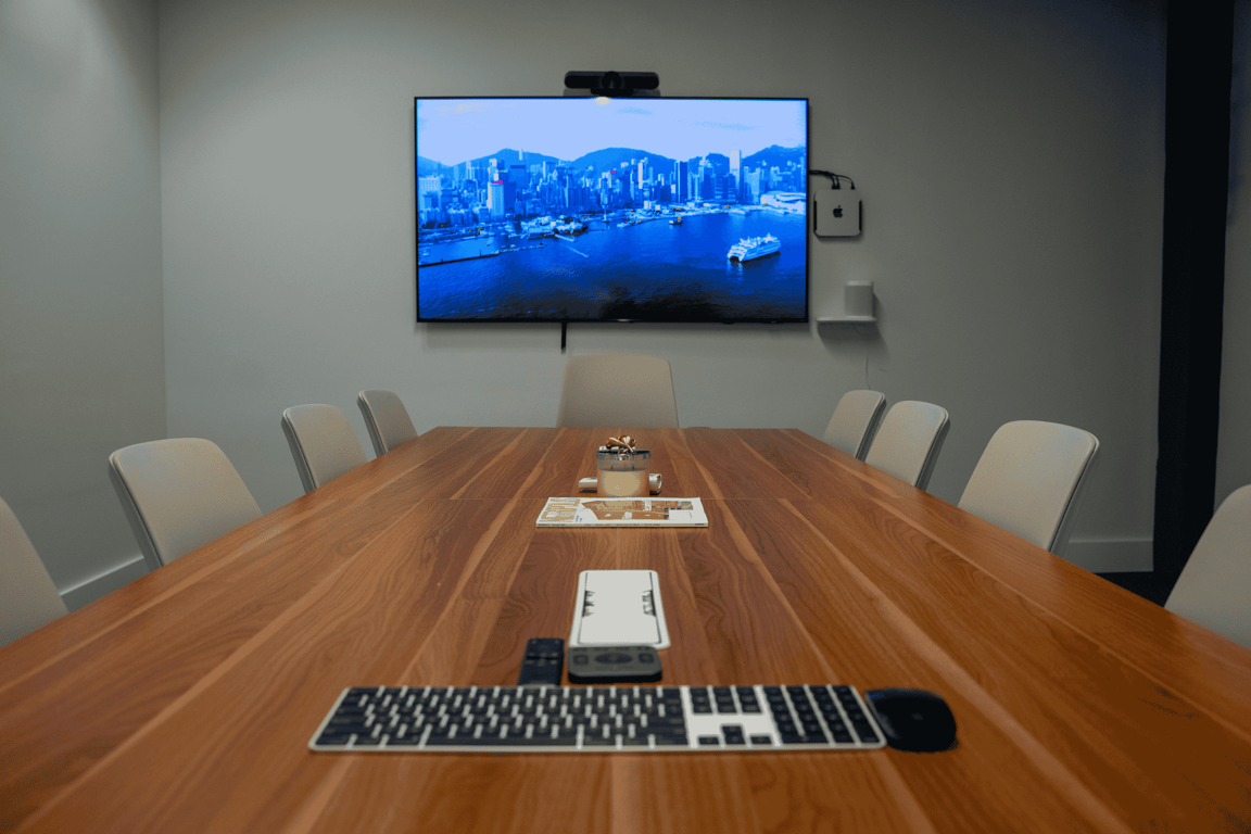 An interior shot of Modern 10-person meeting room in Montclair, NJ