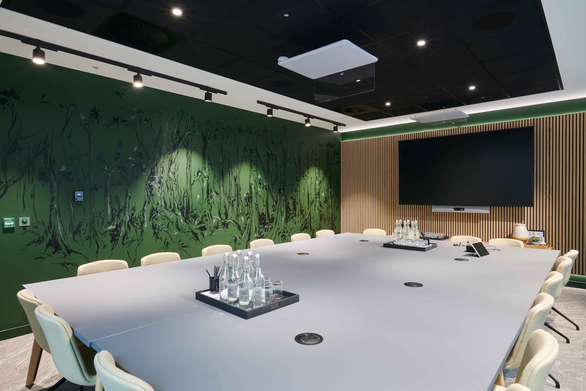 An interior shot of Woodland