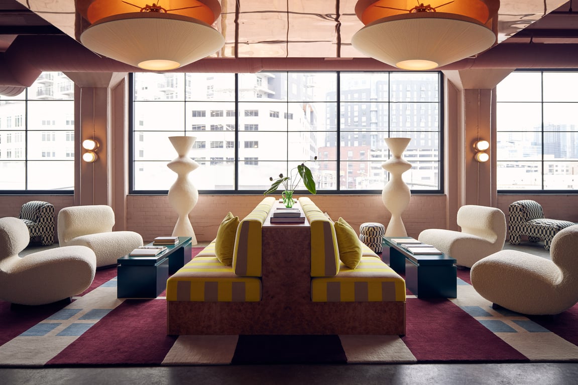 An interior shot of Voorhees Library