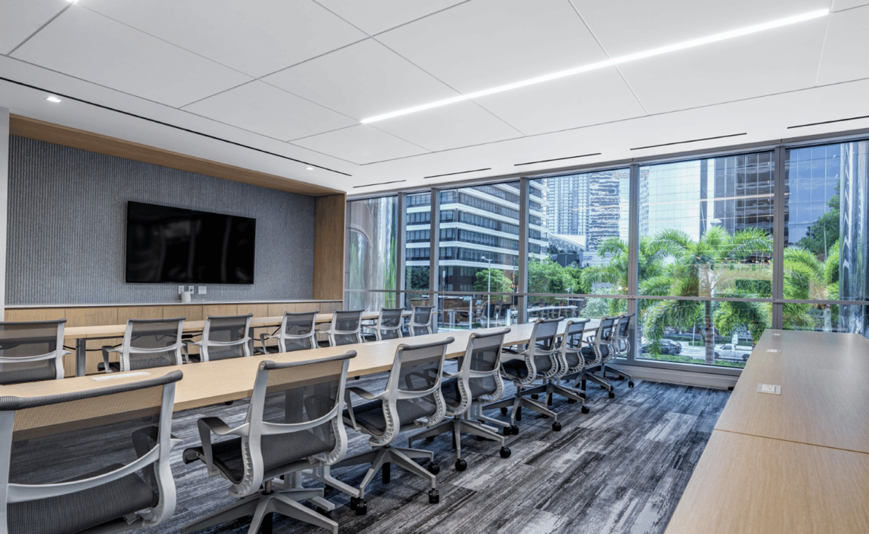 An interior shot of Brickell Conference Room Center B at Office Edge Miami