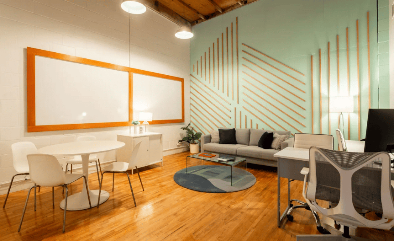 An interior shot of Trendy Blue Room