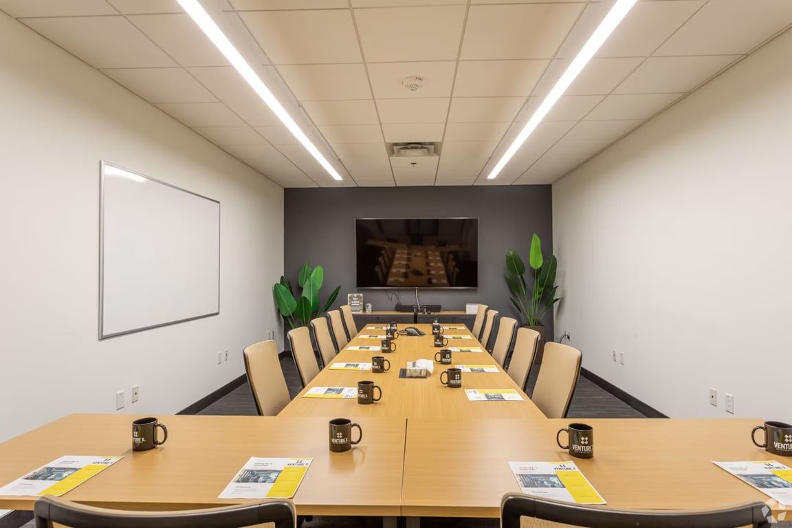 An interior shot of NC State Boardroom