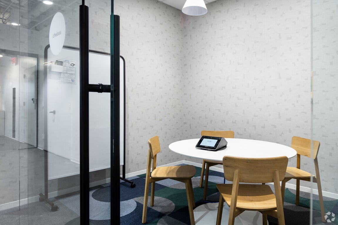 An interior shot of Selden Huddle Room