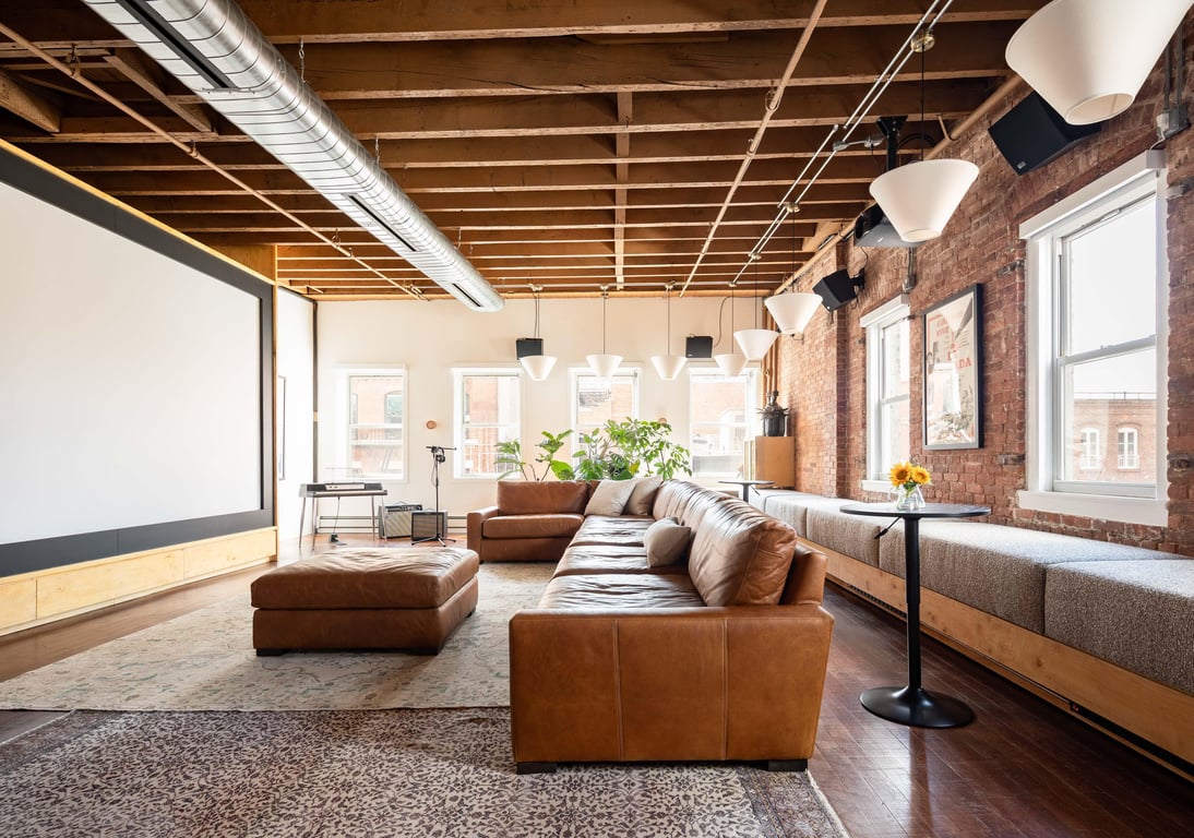An interior shot of Mulberry Screening Room