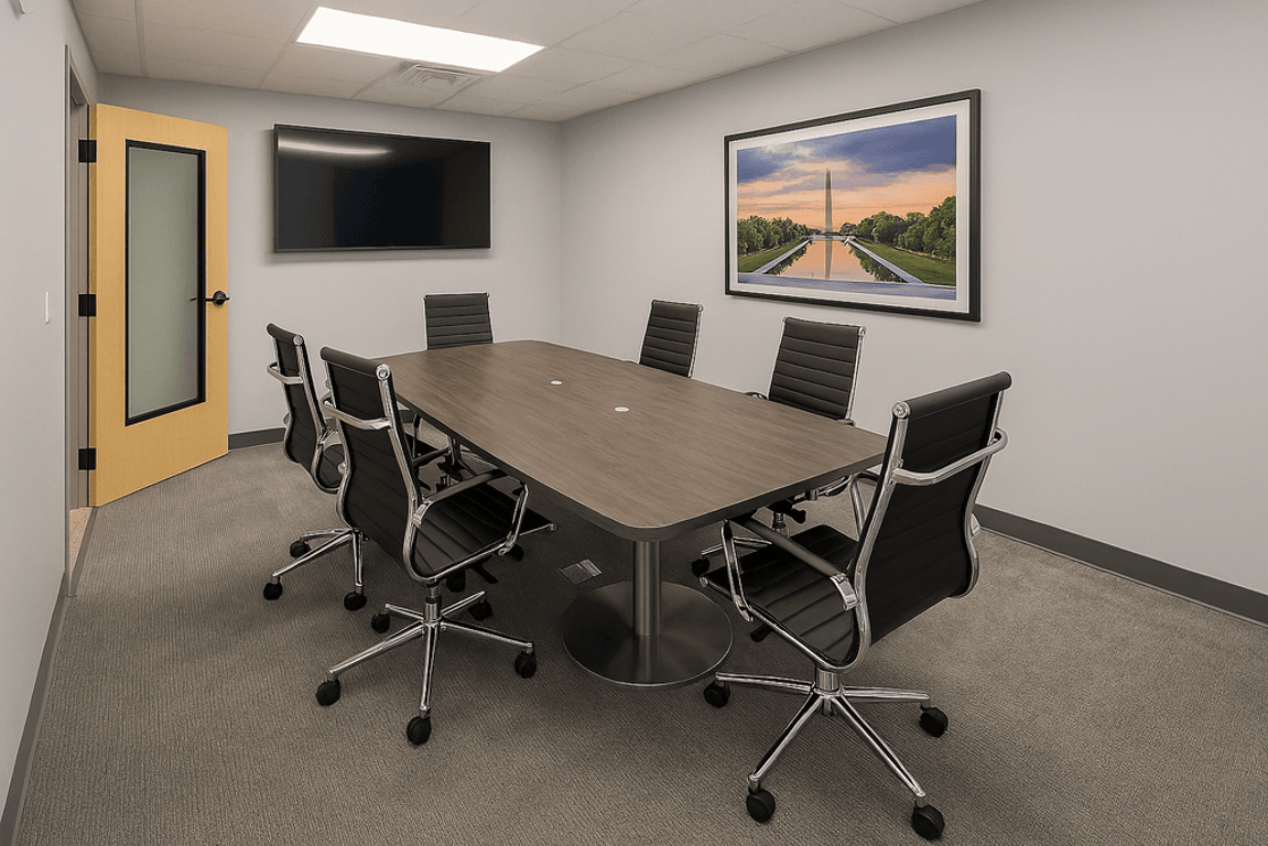 An interior shot of Blue Conference Room