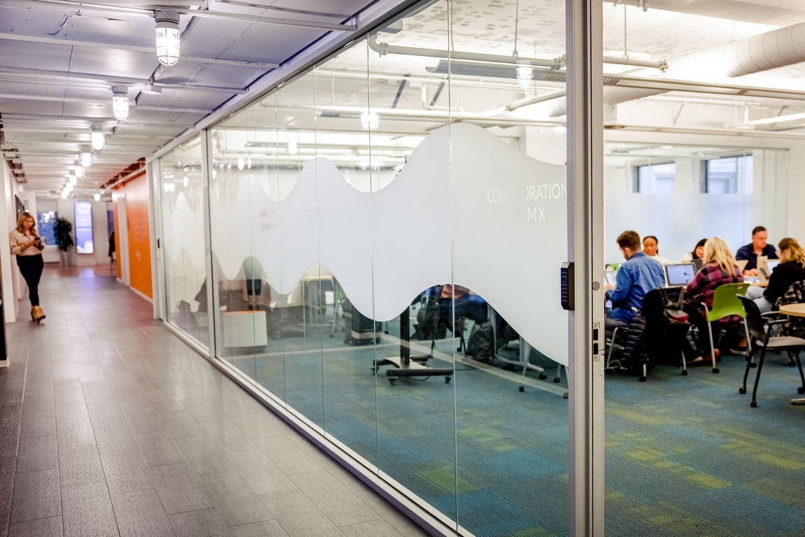 An interior shot of Virtual Enabled Meeting Rooms with City Views | Ideal for In-Person & Virtual Off-sites | Bright & Modern in a Tech Focused Shared Workspace! Collaboration Room X