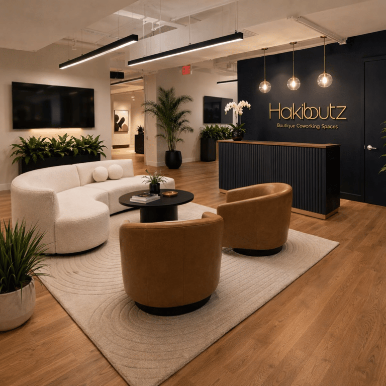 An interior shot of Hakibbutz Boutique Coworking Spaces