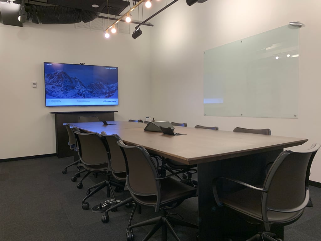 An interior shot of Conf H - privacy frosting