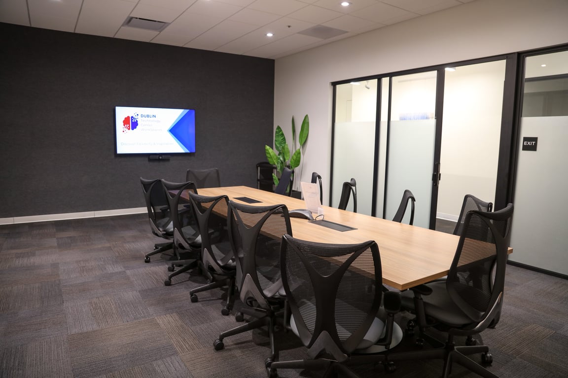 An interior shot of Tech Boardroom