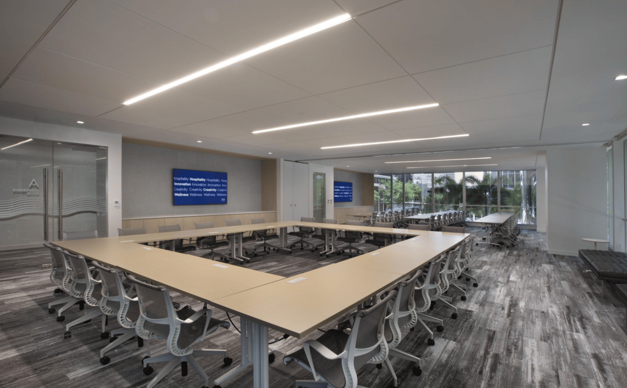 An interior shot of Brickell Conference Room Center A at Office Edge Miami