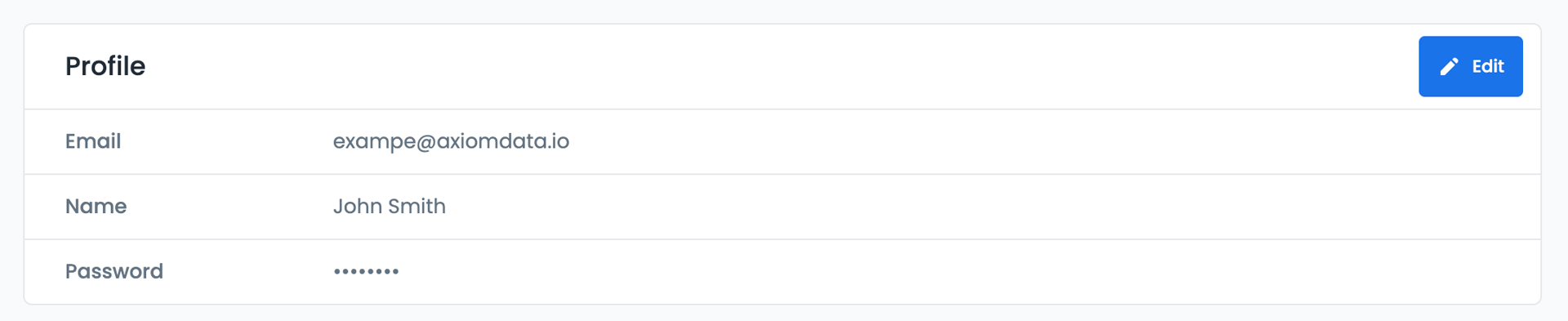 Account settings page with Edit button
