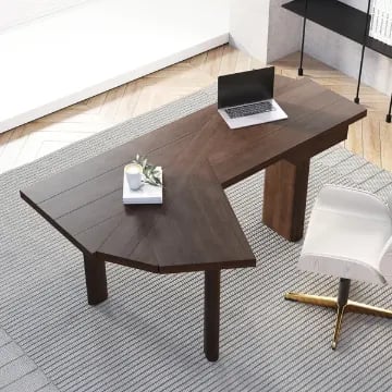 Picture of Corvin – L-Shaped Natural Wood Desk with Drawer