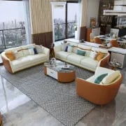 Monterey – Modern Living Room Set with Marble and Gold Accents