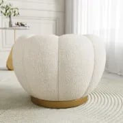 Noria Upholstered Ottoman – Natural Fabric with Wooden Base