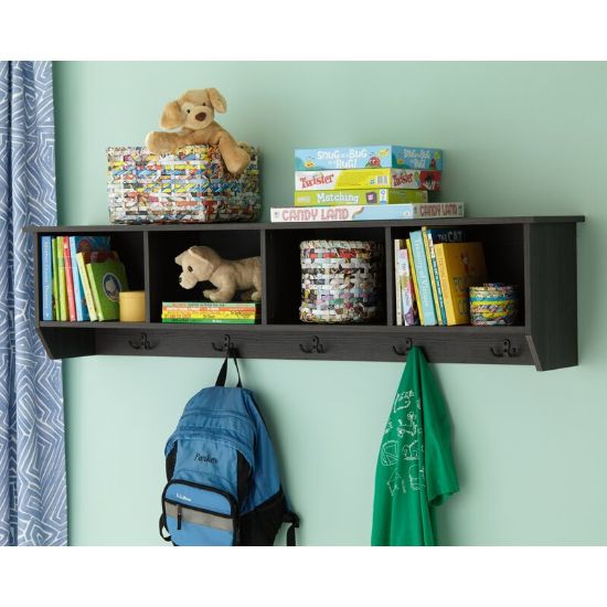 Lyiam Solid Wood Floating Shelf with Hooks