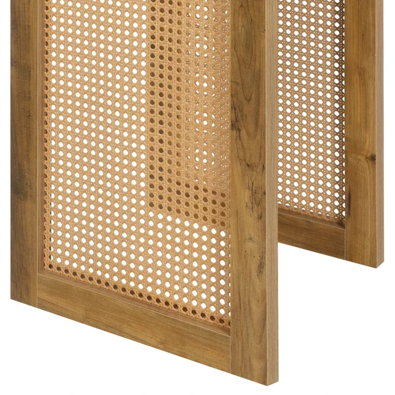 Siems Side Table with Rattan Panels – Natural Wood