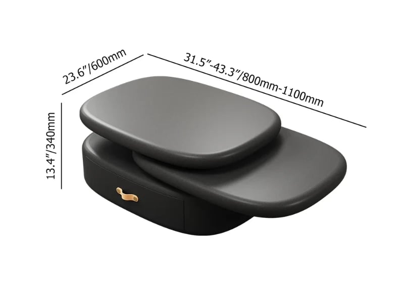 Eclipse – Oval Tiered Coffee Table made of Natural Wood with Rotating Top and Hidden Storage