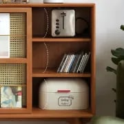 Patrick Storage Cabinet Natural Wood with Rattan