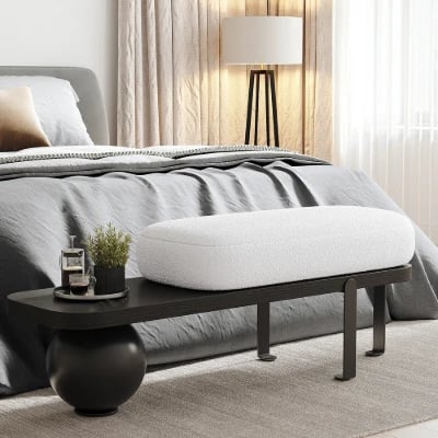 Orin – Elegant Modern Bench – Natural Wood with Metal Legs