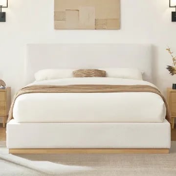Lunessa Upholstered Queen Bed – Natural Wood