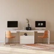 Picture of Clajy – Natural Wood Desk -Modern Desk with 4 Drawers & 1 Cabinet