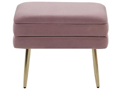 Elyen Ottoman – Contemporary Soft-Touch Design with Natural Wood Frame and Golden Metal Legs