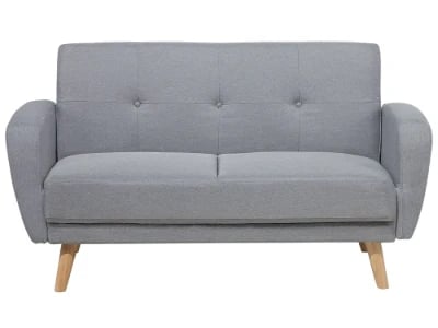 Éliane Convertible Sofa from natural wood legs  & Tufted Backrest.